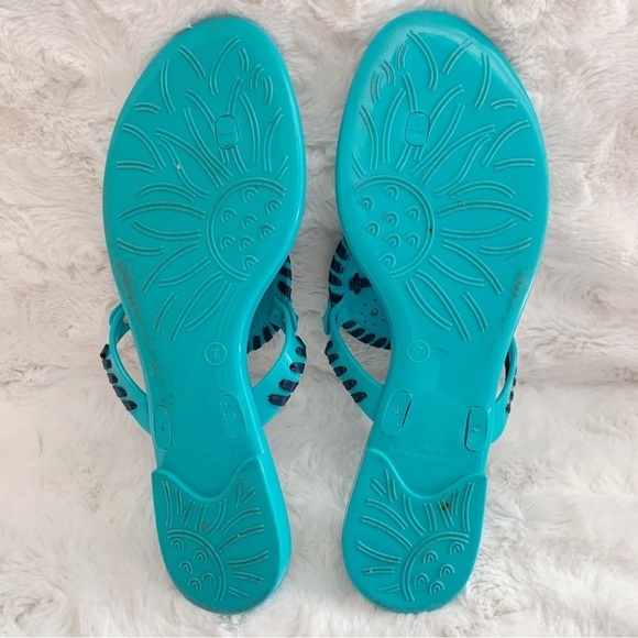 Jack Rogers Georgica Jelly Sandals Sz 7 Teal Black - Picture 4 of 5